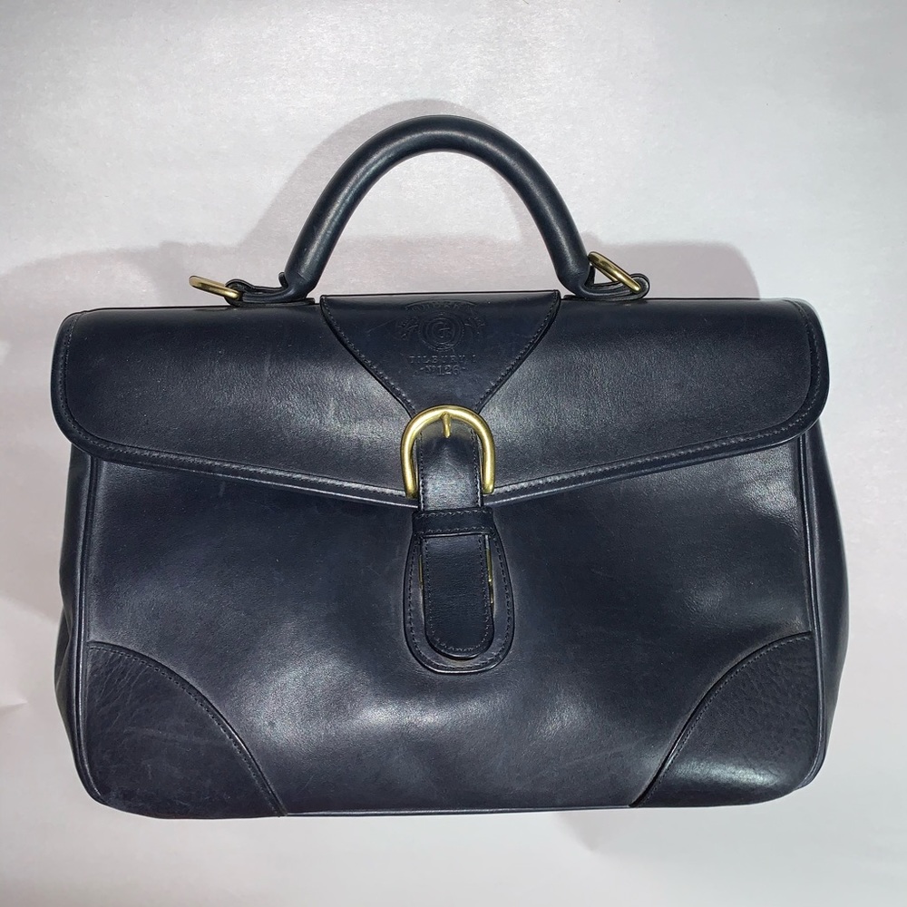 GHURKA Tilbury No. 126 navy leather top handle bag